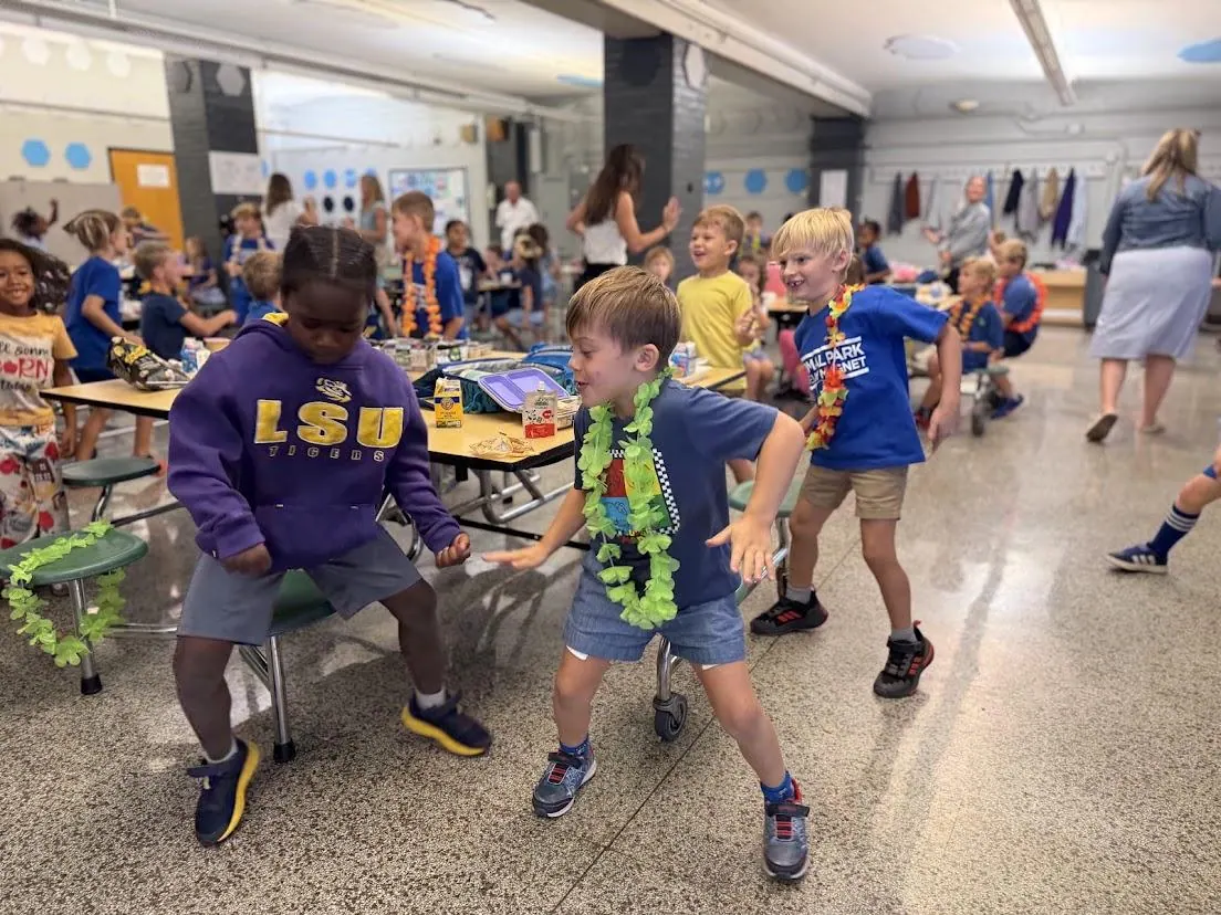 Students taking part in a cafeteria activity